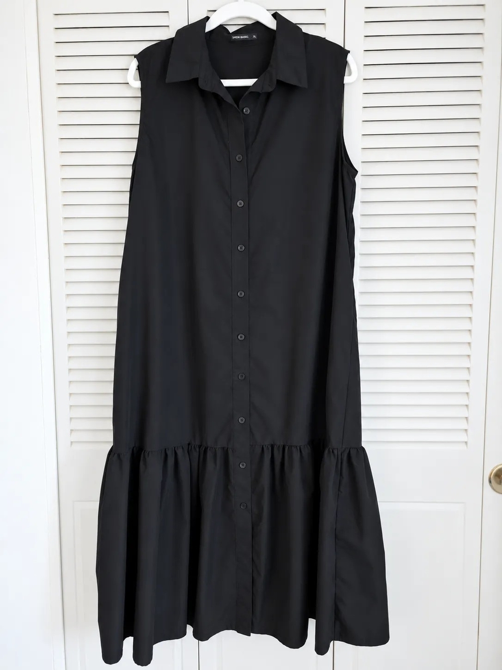 Sleeveless Button-Front Black Dress